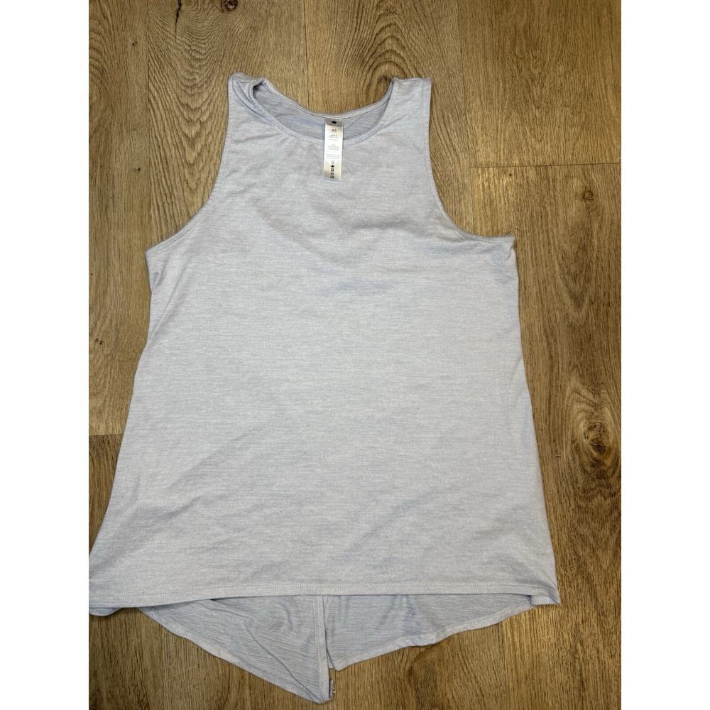 Yogalicious Light Gray Split Back Tie Top‎ Size XS Yoga Workout Shirt